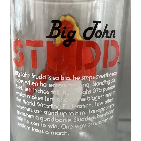 Vintage 1985 WWF Wrestling Big John Studd Glass 6-3/4" 28 oz - Picture 4 of 8